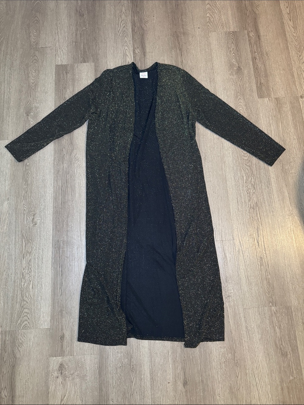 Long Open-Front Sparkle Cardigan - Black